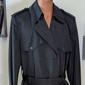 VINTAGE Men's 40R Black Belted Trench Coat